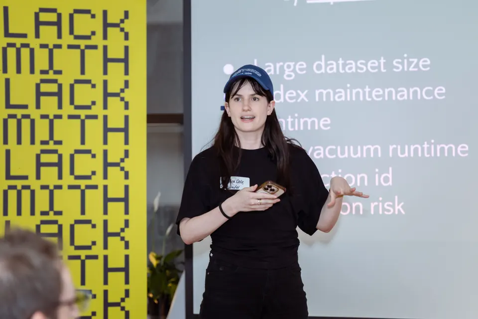 Chelsea Dole speaking at the infra.nyc systems meet-up